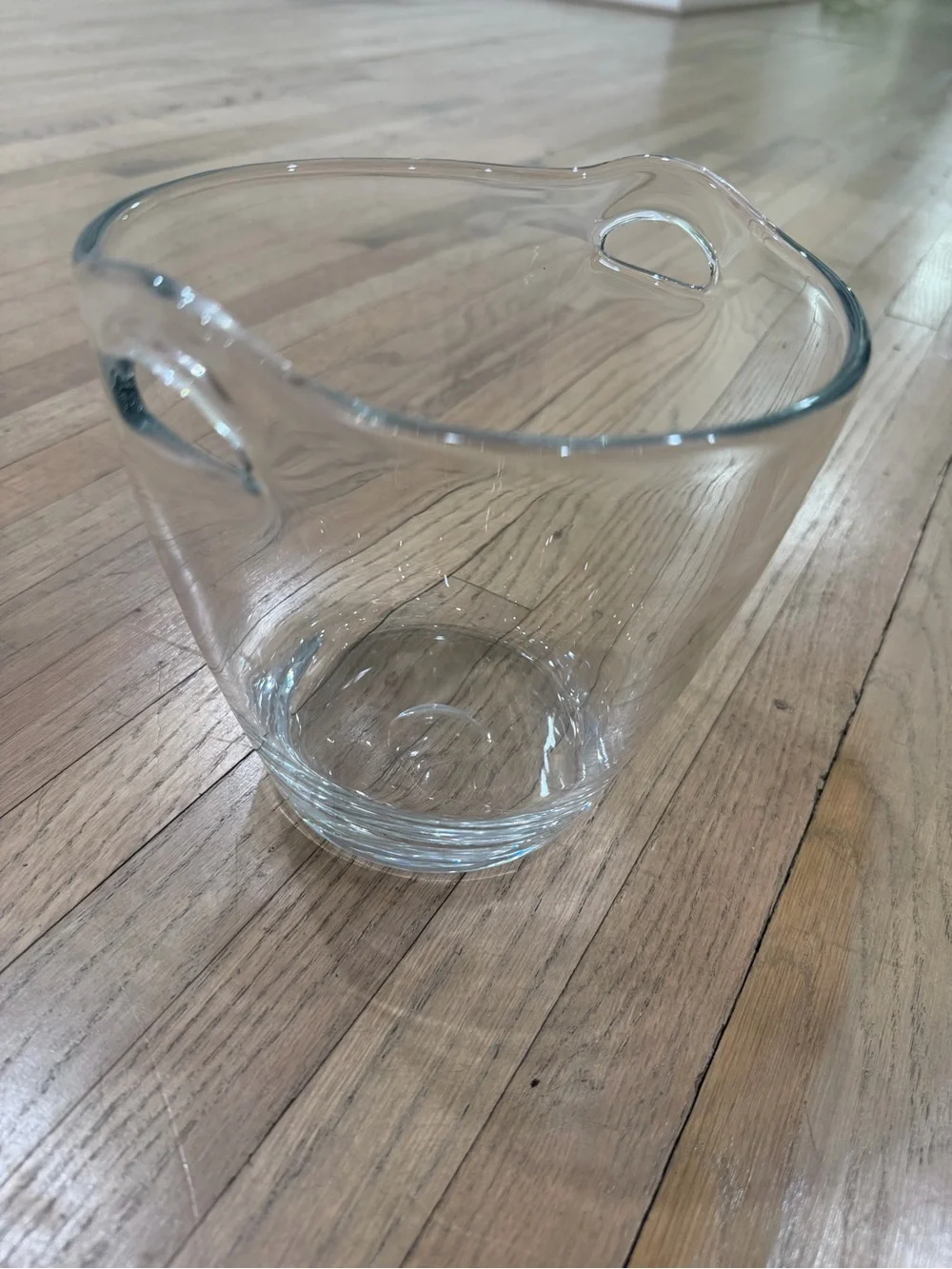 7” hand blown Clear Glass Ice Bucket with Side Handles